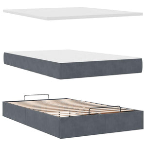 vidaXL Ottoman Bed with Mattresses & LED Lights Dark Grey 120x190 cm Velvet