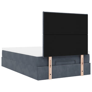 vidaXL Ottoman Bed with Mattresses & LED Lights Dark Grey 120x190 cm Velvet