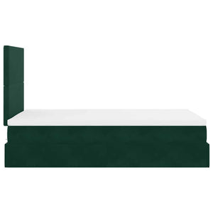 vidaXL Ottoman Bed with Mattresses & LEDs Dark Green 120x190 cm Velvet