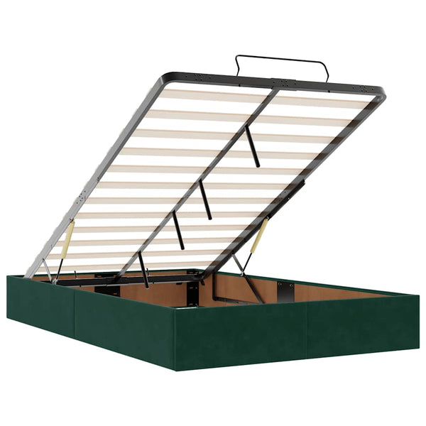 vidaXL Ottoman Bed with Mattresses & LEDs Dark Green 120x190 cm Velvet