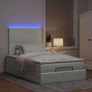vidaXL Ottoman Bed with Mattresses & LED Light Grey 120x200 cm Velvet