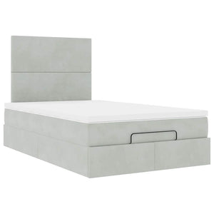vidaXL Ottoman Bed with Mattresses & LED Light Grey 120x200 cm Velvet