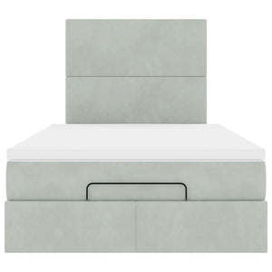 vidaXL Ottoman Bed with Mattresses & LED Light Grey 120x200 cm Velvet