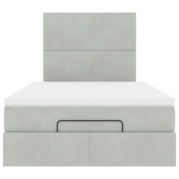 vidaXL Ottoman Bed with Mattresses & LED Light Grey 120x200 cm Velvet