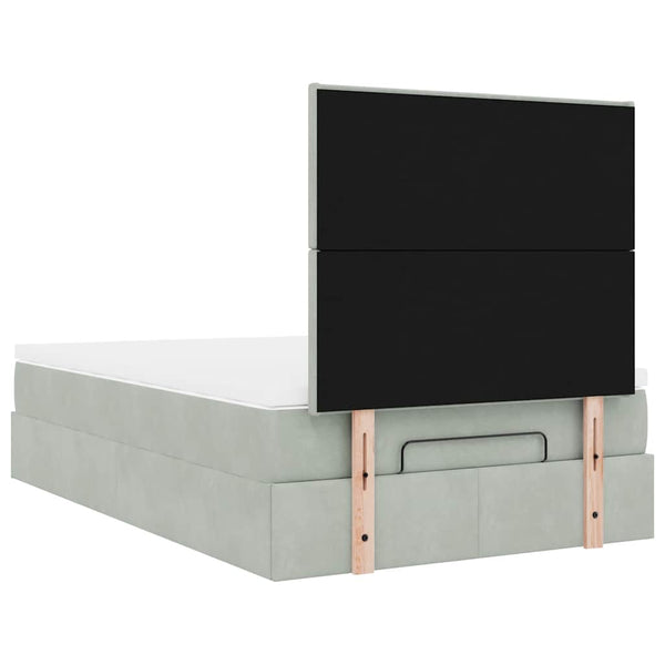 vidaXL Ottoman Bed with Mattresses & LED Light Grey 120x200 cm Velvet