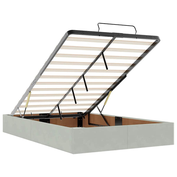 vidaXL Ottoman Bed with Mattresses & LED Light Grey 120x200 cm Velvet