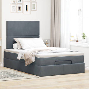 vidaXL Ottoman Bed with Mattresses & LEDs Dark Grey 120x200 cm Velvet