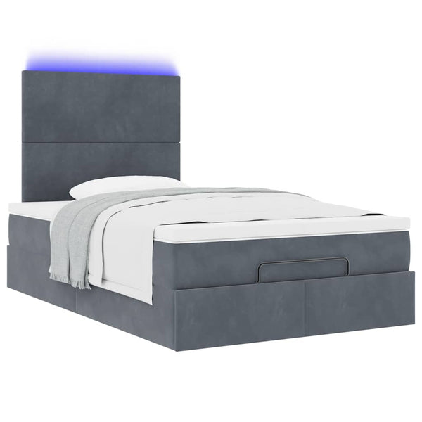 vidaXL Ottoman Bed with Mattresses & LEDs Dark Grey 120x200 cm Velvet