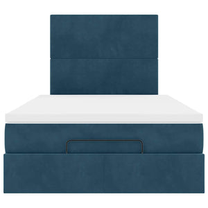 vidaXL Ottoman Bed with Mattresses & LEDs Dark Blue 120x200 cm Velvet