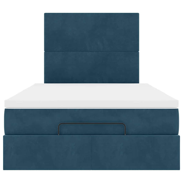 vidaXL Ottoman Bed with Mattresses & LEDs Dark Blue 120x200 cm Velvet