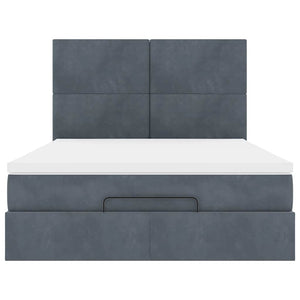 vidaXL Ottoman Bed with Mattresses & LEDs Dark Grey 140x190 cm Velvet