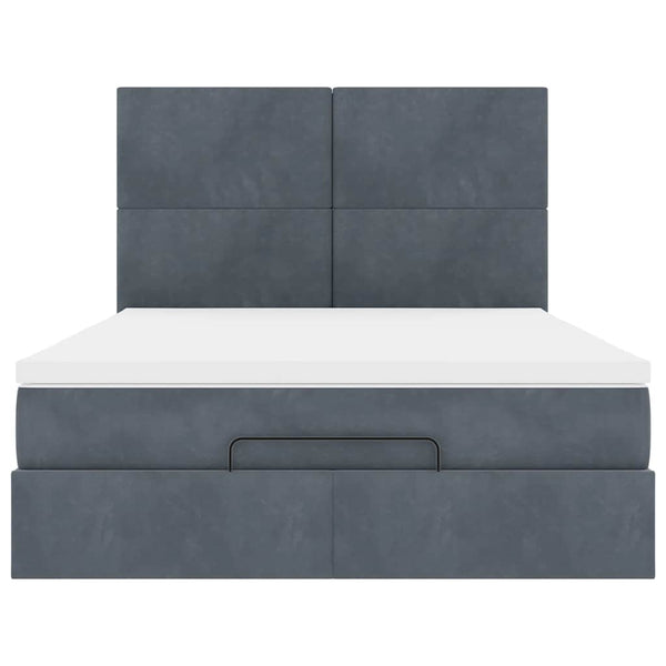 vidaXL Ottoman Bed with Mattresses & LEDs Dark Grey 140x190 cm Velvet