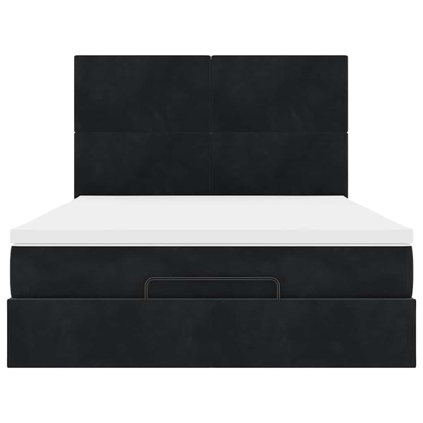 vidaXL Ottoman Bed with Mattresses & LEDs Black 140x190 cm Velvet