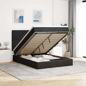 vidaXL Ottoman Bed with Mattresses & LEDs Black 140x190 cm Velvet