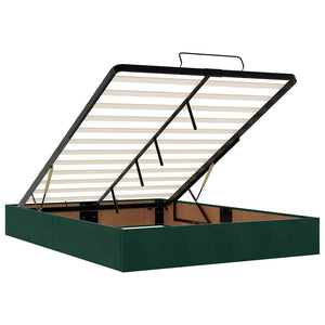 vidaXL Ottoman Bed with Mattresses & LEDs Dark Green 140x190 cm Velvet