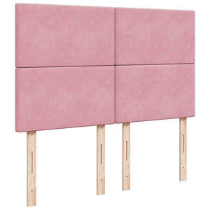 vidaXL Ottoman Bed with Mattresses & LEDs Pink 140x190 cm Velvet