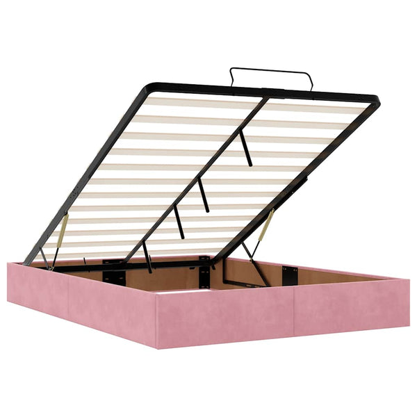 vidaXL Ottoman Bed with Mattresses & LEDs Pink 140x190 cm Velvet