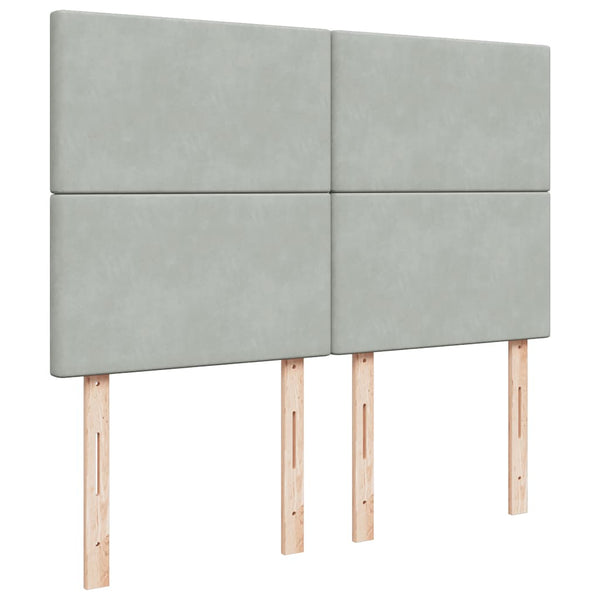 vidaXL Ottoman Bed with Mattresses & LEDs Light Grey 140x200 cm Velvet