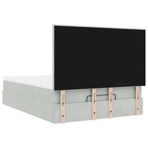 vidaXL Ottoman Bed with Mattresses & LEDs Light Grey 140x200 cm Velvet