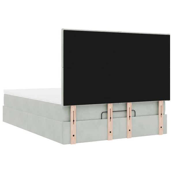 vidaXL Ottoman Bed with Mattresses & LEDs Light Grey 140x200 cm Velvet