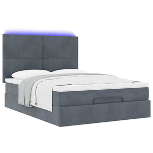 vidaXL Ottoman Bed with Mattresses & LEDs Dark Grey 140x200 cm Velvet