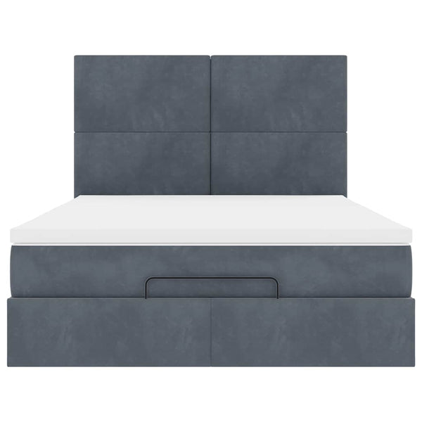 vidaXL Ottoman Bed with Mattresses & LEDs Dark Grey 140x200 cm Velvet