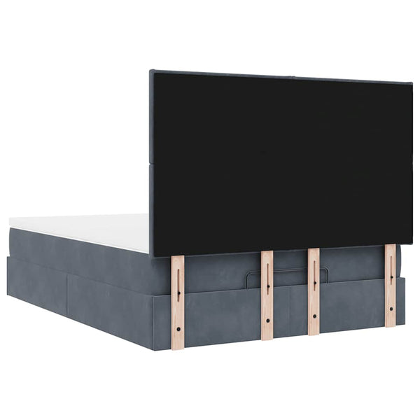 vidaXL Ottoman Bed with Mattresses & LEDs Dark Grey 140x200 cm Velvet