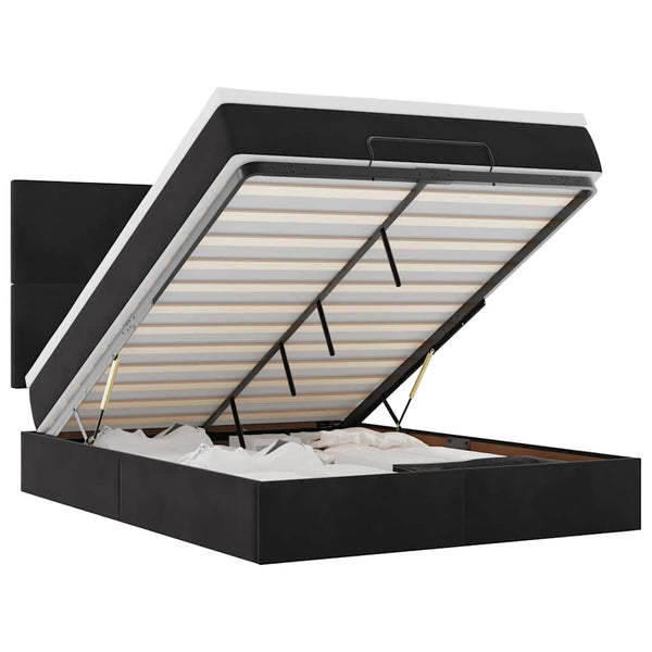 vidaXL Ottoman Bed with Mattresses & LEDs Black 140x200 cm Velvet