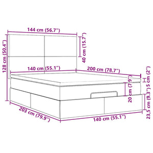 vidaXL Ottoman Bed with Mattresses & LEDs Black 140x200 cm Velvet