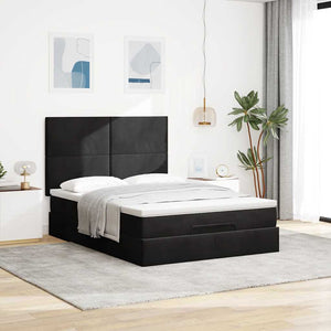 vidaXL Ottoman Bed with Mattresses & LEDs Black 140x200 cm Velvet