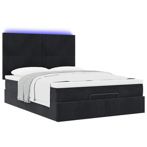 vidaXL Ottoman Bed with Mattresses & LEDs Black 140x200 cm Velvet