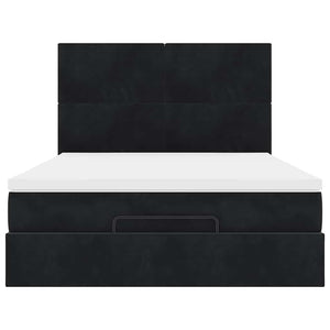 vidaXL Ottoman Bed with Mattresses & LEDs Black 140x200 cm Velvet