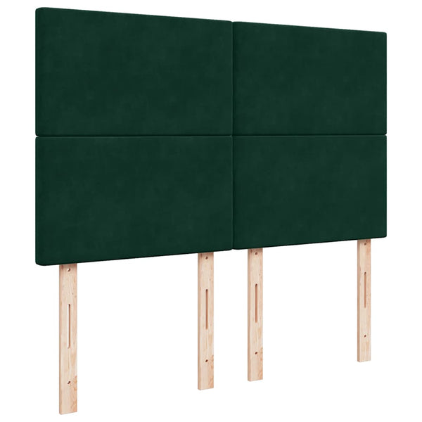 vidaXL Ottoman Bed with Mattresses & LEDs Dark Green 140x200 cm Velvet