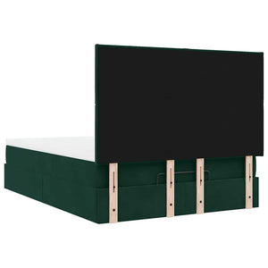 vidaXL Ottoman Bed with Mattresses & LEDs Dark Green 140x200 cm Velvet