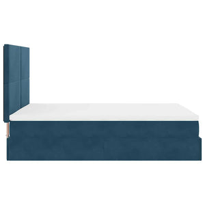 vidaXL Ottoman Bed with Mattresses & LEDs Dark Blue 140x200 cm Velvet