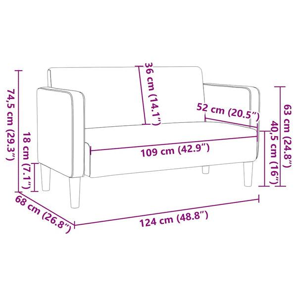 vidaXL Two-Seater Sofa Light Grey 109 cm Corduroy