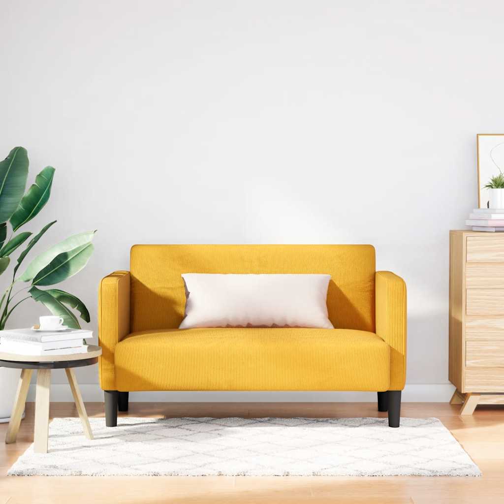 vidaXL Two-Seater Sofa Light Yellow 109 cm Corduroy Fabric