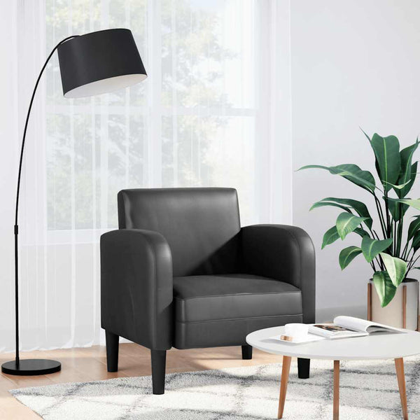 vidaXL Armchair with Armrests Black 54 cm Faux Leather