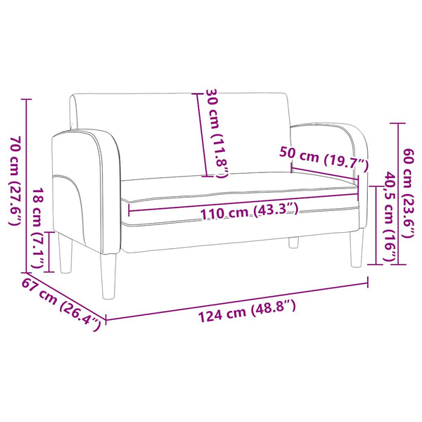 vidaXL Two-Seater Sofa Cream 110 cm Faux Leather
