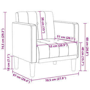 vidaXL Armchair with Armrests Light Grey 53 cm Fabric