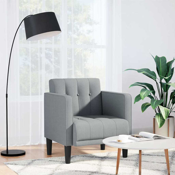 vidaXL Armchair with Armrests Light Grey 53 cm Fabric