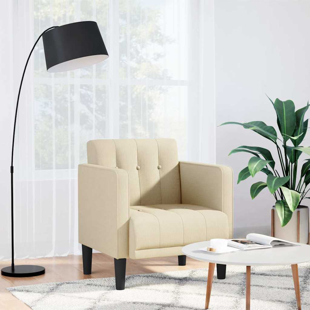 vidaXL Armchair with Armrests Cream 53 cm Fabric