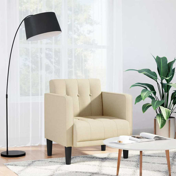 vidaXL Armchair with Armrests Cream 53 cm Fabric
