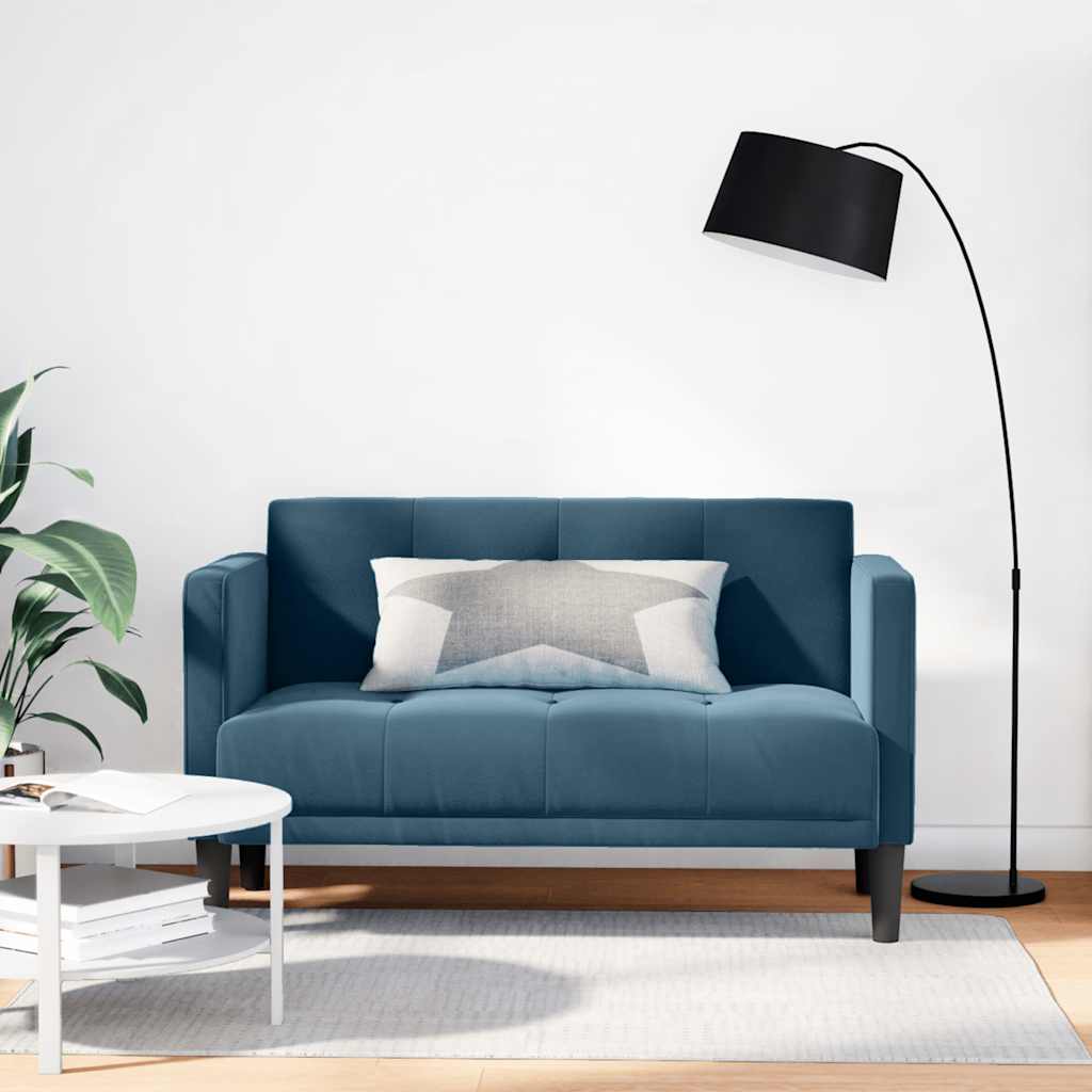 vidaXL Two-Seater Sofa Blue 111 cm Velvet
