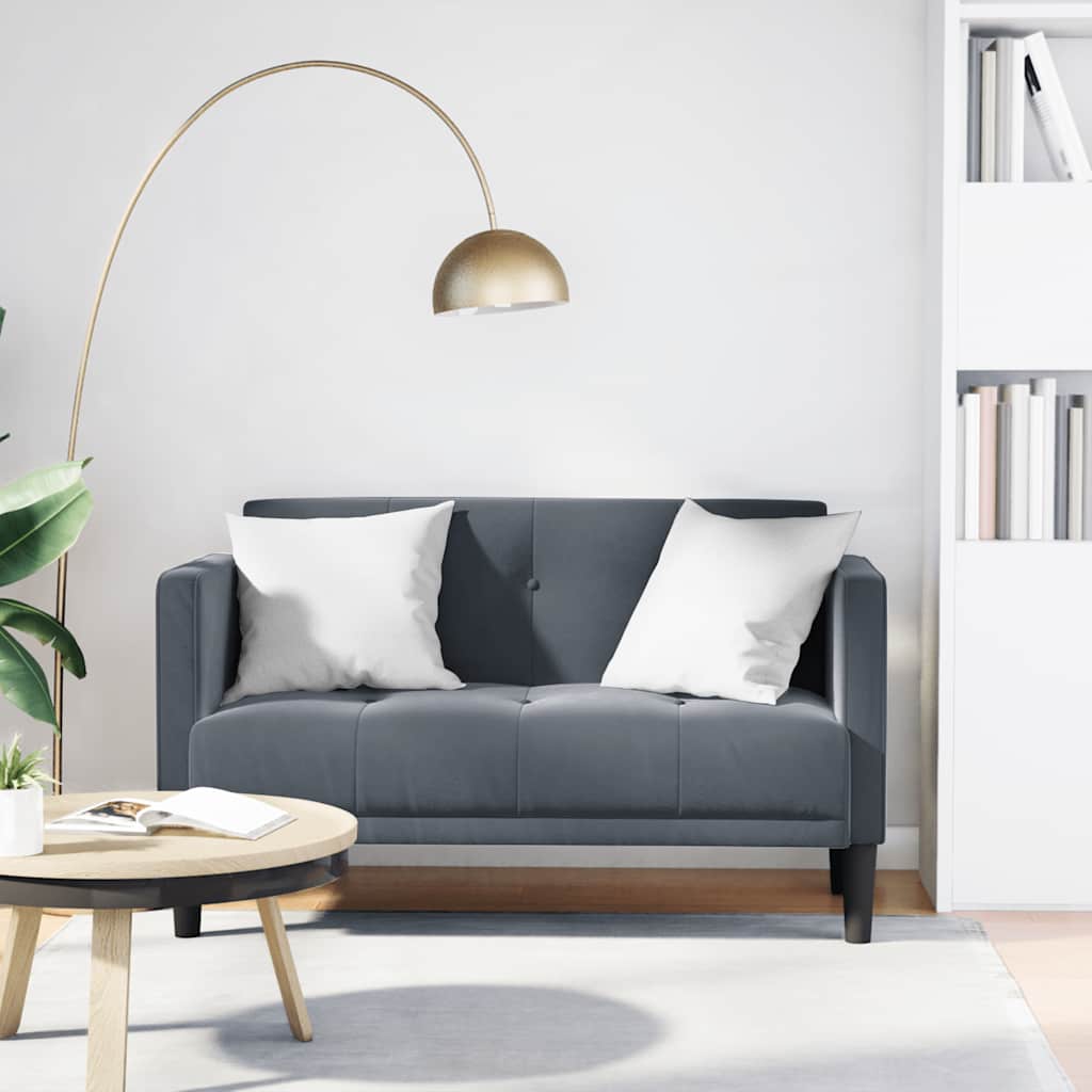vidaXL Two-Seater Sofa Dark Grey 111 cm Velvet