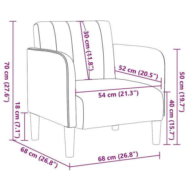 vidaXL Armchair with Armrests Light Grey 54 cm Velvet