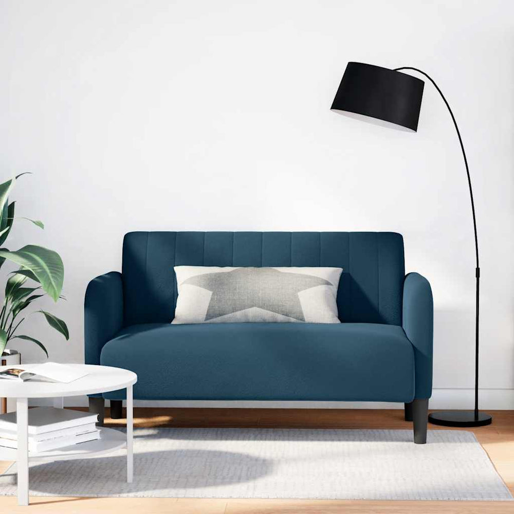 Blaues Samt Zweisitzer Sofa, 109 cm