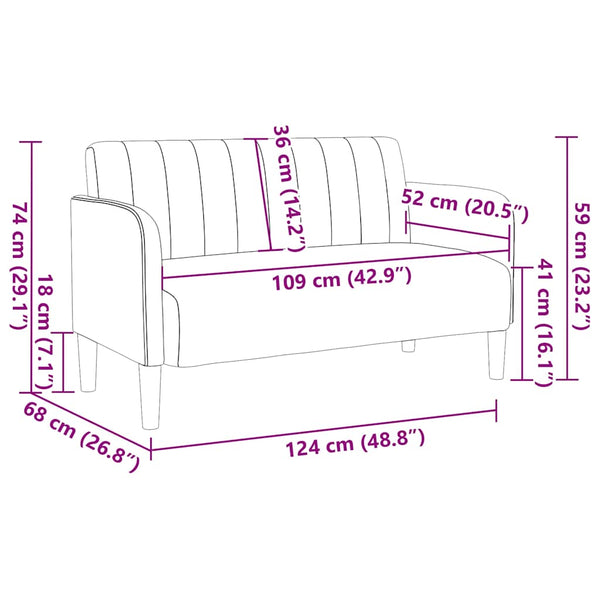 Rosa Samt Zweisitzer Sofa 109 cm