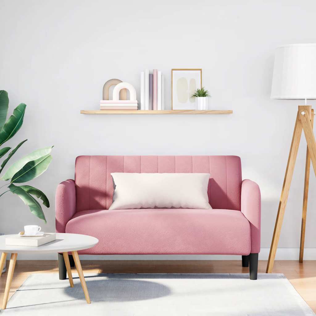 Rosa Samt Zweisitzer Sofa 109 cm