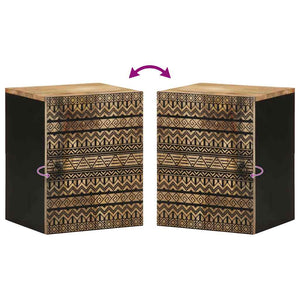Schwarzer Hänge-Badezimmerschrank Mango Massivholz